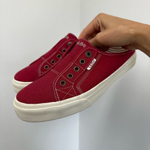 Taos EZ Soul Red Canvas Slip On Mule Sneakers Size 9 - Picture 3 of 10